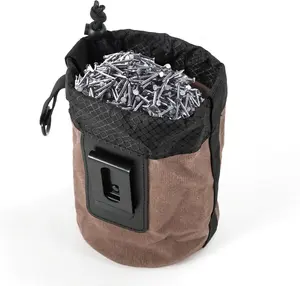 /Screw Work PouchTightening Soft Bag with Drawstring Metal Clip-On Tool Pouch for Tools Screws and Nails,Ideal for Electrician Plumber Carpenter Contractor Handy Man and Any Tradesperson