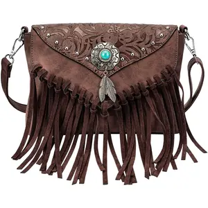 Small Crossbody Bags for Women Crossbody Handbag Fringe Purse Tassel  Bag Turquoise Concho Wallet