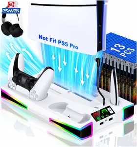 ESYWEN PS5 Multifunctional Cooling Stand Compatible With 2020 and 2023 Slim of the PS5, 3 Cooling Speeds, 2 USB Ports