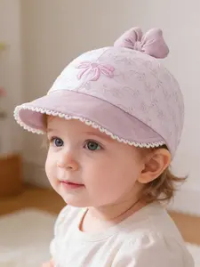 Baby Sun Hat with Wide Brim for Boys and Girls, Embroidered Bow Design, Perfect for Beach and Summer, Suitable for 8-24 Months, Sun Hat Toddler, Sun Bonnets