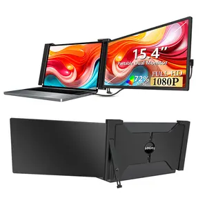 15.4" Portable Laptop Monitor Extender, 1080P FHD Single Screen Laptop Display Extender for 15.6"-17.3" Laptops, Plug & Play Portable Monitor, USB-C/Thunderbolt/HDMI Compatible for Windows & macOS