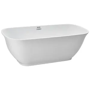 VEVOR Acrylic Freestanding Bathtub, 67 Inch Contemporary Soaking White Tub with Polished Chrome Overflow and Drain, Elegant Oval Shape Stand Alone Soaker Tub for Modern Bathroom or Remodel Projects