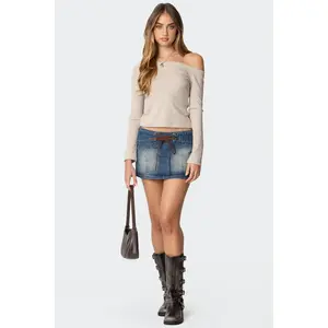 Tania Lace Up Denim Mini Skirt