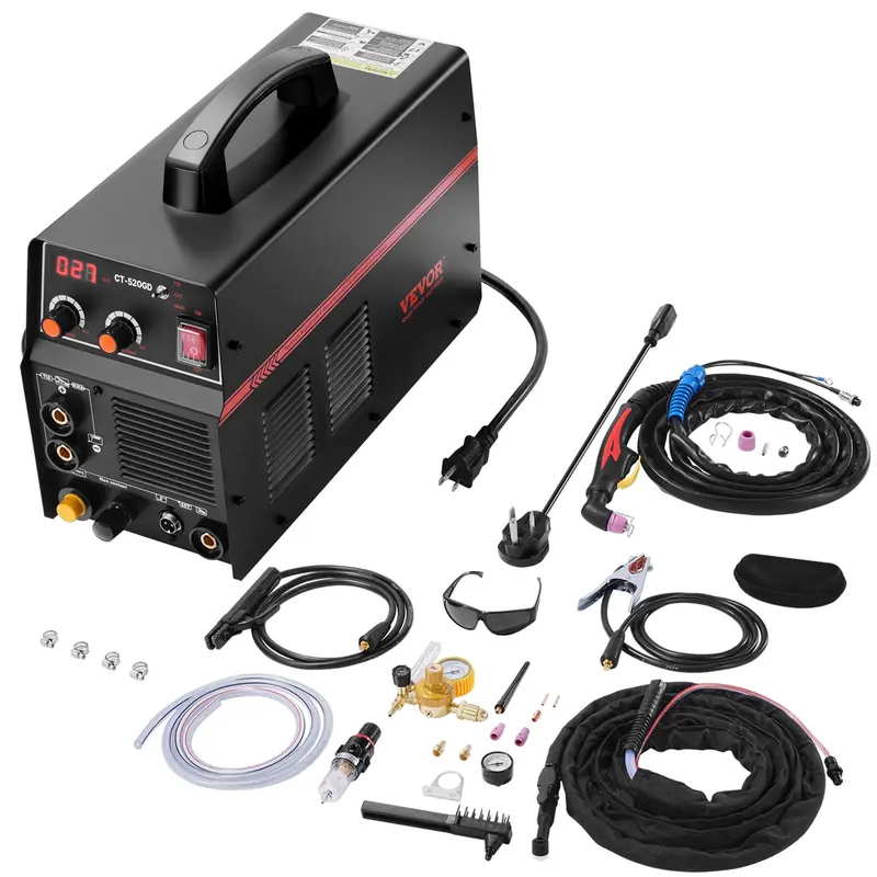 VEVOR 3 in 1 Plasma Cutter Welder Machine,  , CT-520GD TIG/MMA Plasma Cutter Combo Machine, 30A Non-Touch Pilot Arc Plasma Cutter, 200A TIG and Stick Welder, Digital 110/220V Dual Voltage IGBT Inverter