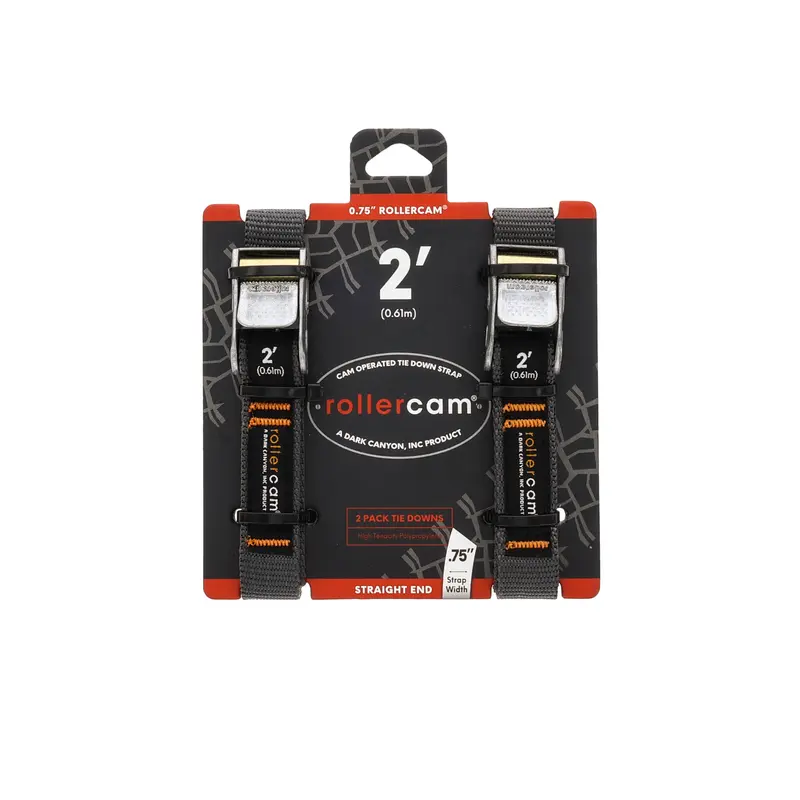 0.75in Straight End Durable Triple-Stitched Tie Down Luggage Straps - Compact Heavy Duty Accessory with Patented Roller Technology, Cam-Operated Frictionless Locking, Security Adjustments, 95 lbs Capacity for Motorcycle Gear, Outdoor Trips