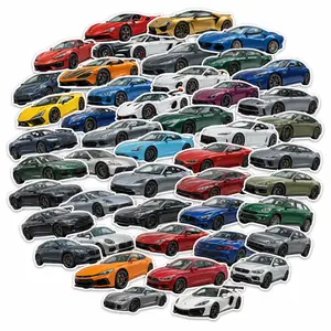 50Pcs Sports Car Sticker Pack, Assorted Racing Car Decals for Laptop Water Bottle Notebook Skateboard, Car Lover Gift for Kids Teens