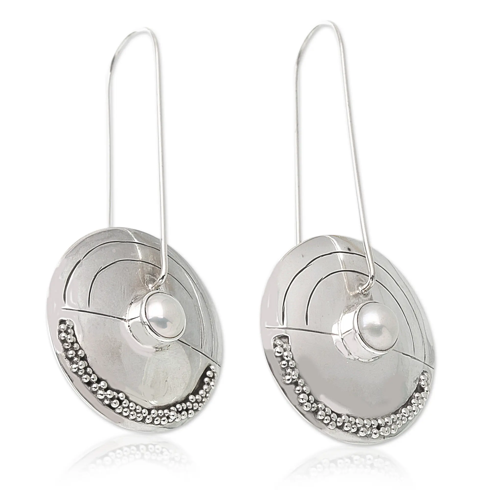 Novica Artisan Handcrafted .925 Sterling Silver Drop Dangle Earrings | Freshwater Cultured Pearl | Handmade Jewelry | Birthstone Earrings