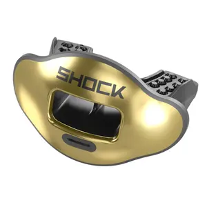 Shock Doctor Chrome Solid Max AirFlow Football Mouthguard with 10% More Air Flow Capacity & Quick Release Tether for Instant Fit