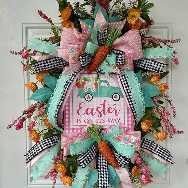 Easter Bunny and Truck Swag.  easter wreath. front door decor