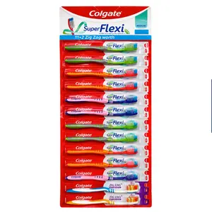 Colgate Superflexi & Zig Zag Medium Bristle Toothbrush Set, 13 Count Value Pack, Deep Clean Manual Toothbrushes