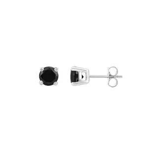Dewberry 2.00 Ct Round Cut Black Diamond Stud Earrings for Women & Men in 14K White Gold Plating over 925 Sterling Silver