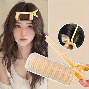 3 round curling clips - plastic styling tools, suitable for both long and short hair, for natural waves and voluminous designs, simple and elegant style, DIY hair accessories for women (Valentine's Day gift)