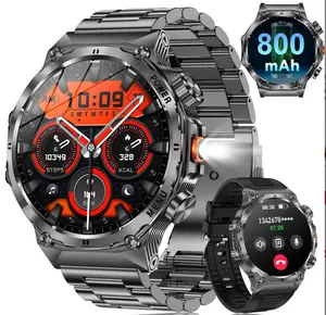2026 Comprehensive Upgrade Active Men's military smartwatch, 800mAh/1.7 inch AMOLED HD large screen smartwatch, phone sync information, wireless call, flashlight/multiple exercise modes /, fitness tracker watch for Android and iPhone, black、