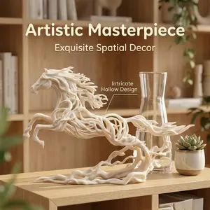 Hollow Out Flowing Horse Decorative Figurine, Collectible Mini Statue, Home Room Shelf Accent, Rotatable Desk Ornament, Luxurious Gift Decoration