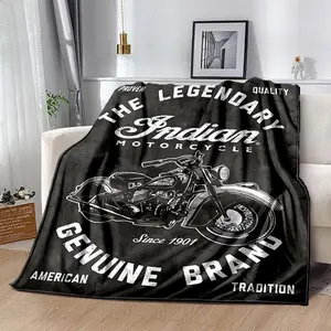 Retro Indian Motorcycle PrintBlanket a comfortable and soft blanket suitable for home use chairs living room sofas camping and all seasons a gift for family or friends
