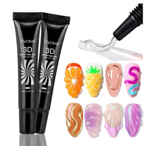 TWOING 2 Bottles Set 10ml 3D Nail Sculpting Gel – Waterproof No-Wipe Gel for Carvings, Shapes & DIY Nail Decorations, Easy Application Sculpting Gel for Nail Art Design