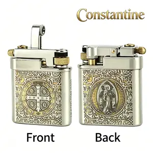 Constantine kerosene lighter, newly upgraded with exquisite carving, side wheel ejection ignition method, high-end gift cigarette lighter, the best choice for giving to boyfriends, girlfriends, or fathers, beautifully packaged birthday gift box (no fuel)