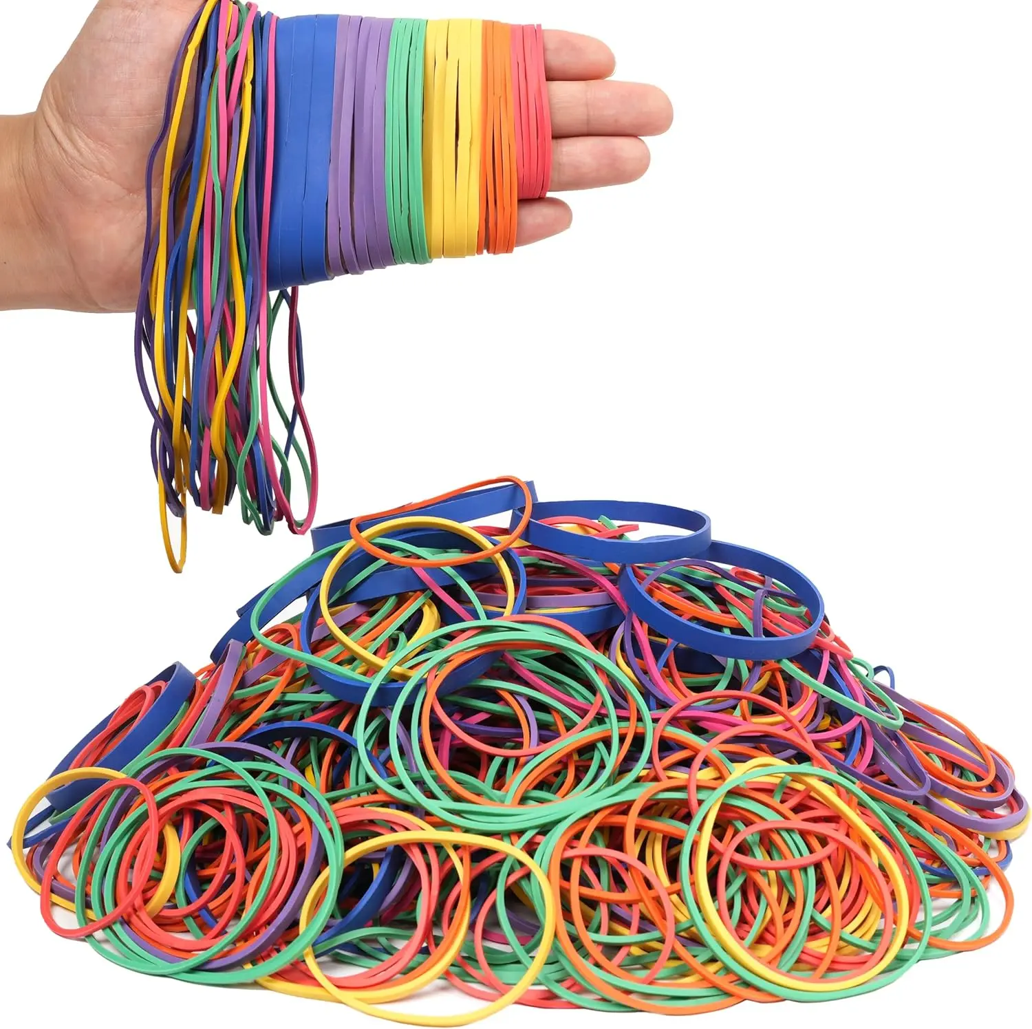 Rubber Bands Assorted Sizes 0.5lb Multicolor Elastic Band Strong Elasticity | Heavy Duty Wide Thick Large Small Rubber Band for Office Supplies
