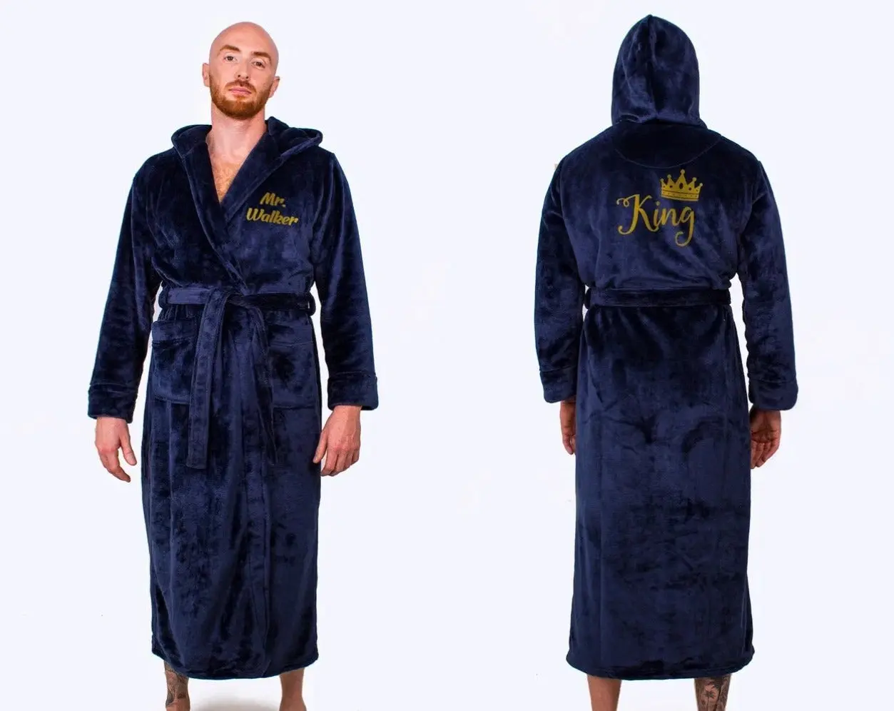 Men's Custom Hooded Long Bathrobe