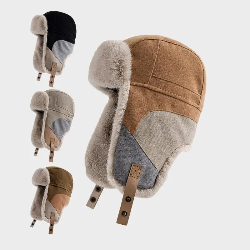 Adult Cotton Cap Two Tone Stretch Fitted Warm Windproof with Ear Coverage Outdoor Sports Cycling Winter Christmas