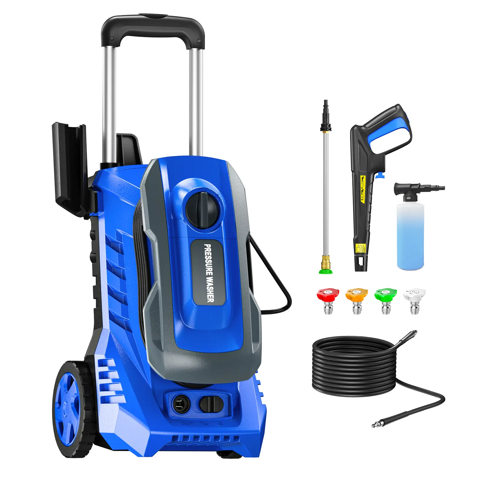 4200 PSI MAX 2.5 GPM Portable Electric Power Washer, Multi-Functional Outdoor Cleaning Machine Built with 25FT Tangle-Free High Pressure Hose, Overheat Protection System for Motorcycle, Deck, Yard, Stair, Wall, Sidewalk, Pool, Boat cleaning