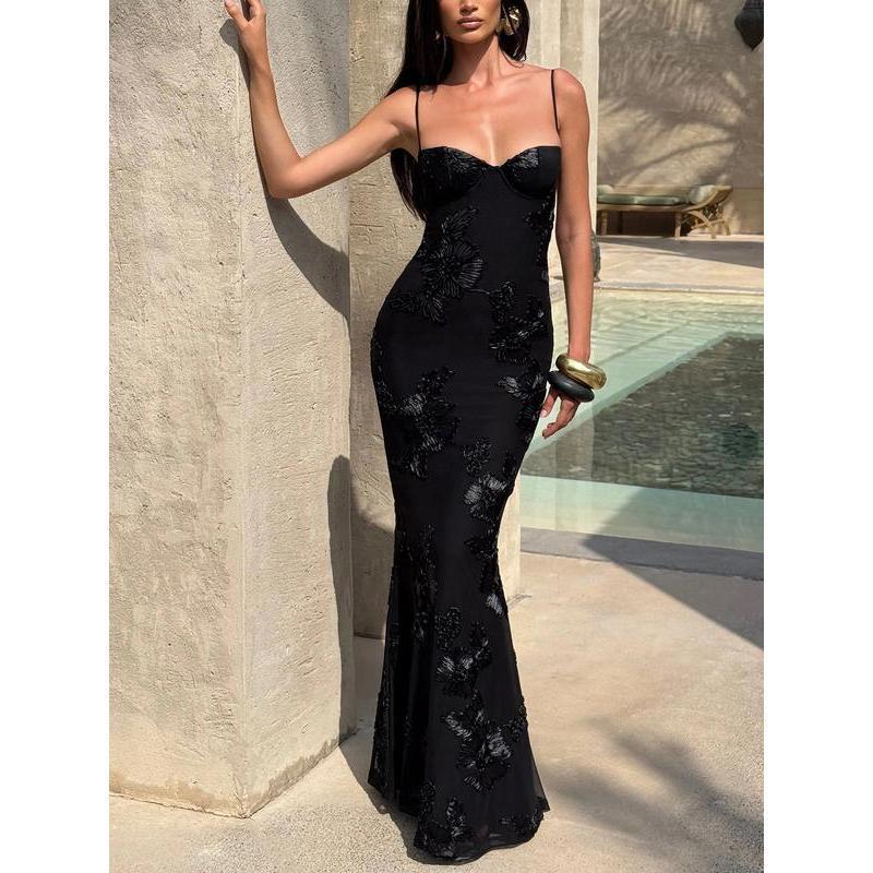 Women's Summer New Style Sexy Slimming Backless Tie Waist Long Dress, Elegant European Fashion, Perfect for Parties & Casual Wear