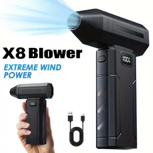 Portable Mini Turbo Blower Powerful Violent Jet Fan 150000RPM Electric Air Blower 5-Speed Adjustable Cooling Fan Air Duster USB Rechargeable Turbo Jet Blower for Office, Home, Car, Computers