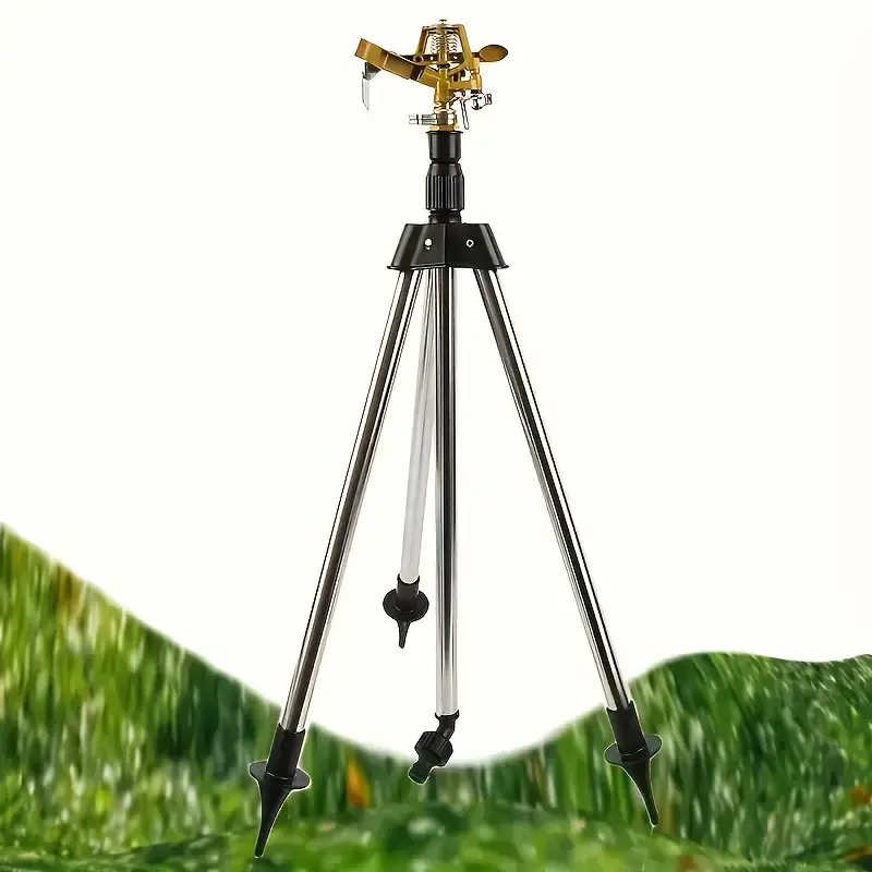 Garden Sprinklers Rotatable Tripod Set - 15-360° Adjustable Rotation Irrigation Device, 10-15m Spraying Distance, Zinc Alloy Nozzle, Stainless Steel & PP Tripod, Retractable, US Size Adapter for Lawns, Greenhouses, Home Use, Durable