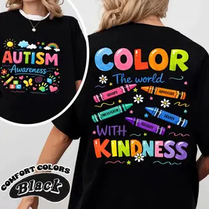 [Ssummer outfits]Autism Awareness T-shirt: 2-sided Print, SPED Teacher T-shirt, Special Education T-shirt, Brushstroke Autism T-shirt, ADHD Autism Mom Gift