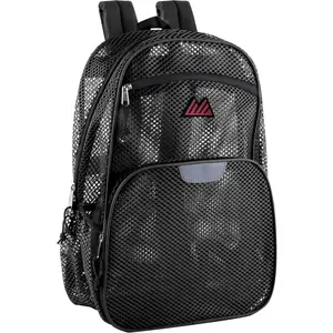 Reflective Mesh School Backpack for Teens, Girls, Boys | Wire Frame Mesh Beach Backpack XL with Zipper (Black)
