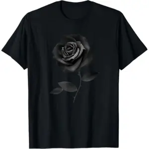 100% Cotton Beautiful Black Rose Flower T-Shirt T-Shirt