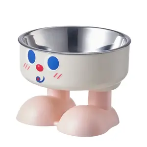 Stainless Steel Elevated Pet Bowl, Anti-Tip Non-Slip Design, High Raised Feeding Water Dish for Small Cats and Puppies