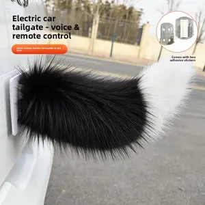 Fluffy Wagging Dog Fox Tail for Car Plush Moving Tail Rear Car Decoration Sound Activated Remote Control Swing Tail Clip On Auto Accessory Cute Animal Vehicle Ornament Funny Gift for Drivers Women Men Road Trip Decor birthday anything