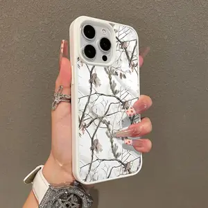 Tree White Camouflage Pattern Premium Magnetic Case for iPhone 17 Air 16 15 14 Pro Max 13 12 11 Plus Smartphone Shockproof Protection Acrylic Back Cover Cellphone Protective magsafe case Casing Gift