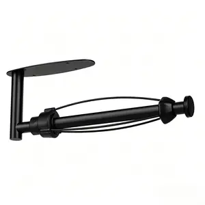 Single Hand Operable Paper Towel Holder Under Cabinet with Damping Effect, Self Adhesive Paper Towel Roll Holder Wall Mount for Kitchen Bathroom, SUS304 Stainless Steel, Black