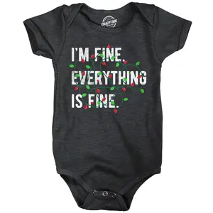 Im Fine Everything Is Fine Baby Bodysuit Funny Sarcastic Christmas Lights Jumper For Infants Funny Baby Onesies Christmas Clothes for Baby Funny mental health Onesie Novelty Onesie Black -