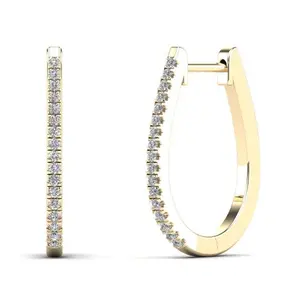 14K Gold Genuine Natural Diamond Huggie Earrings