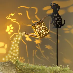 Solar Powered Garden Dog Water Bottle Flowing Landscape Decorative Light Iron Art Lamp, Outdoor Yard Decoration, Energy Efficient Lighting, Solar Landscape Lights