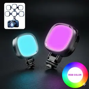Portable RGB LED Video Light with Magnetic Clip, Rechargeable Dimmable Selfie Ring Light for Live Streaming, Vlogging & Photography