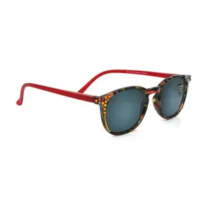 Maya, (Bling) (Sunglass Reader) (No Bifocal) 4 Women W (Volcano, Hematite) Genuine European Crystals  (Red, Black) NY Fifth Avenue