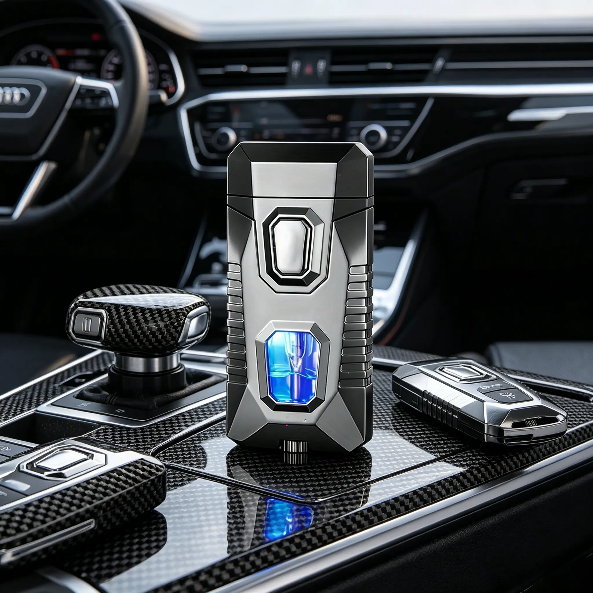 A dual-flame mode fire starter with voice control accessory, a windproof lighter, a gift for your boyfriend or family members, made of stainless steel, suitable for outdoor camping, kitchen, candles, etc.