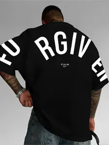 Men's 'FORGIVEN' Psalm 32:1 Oversized T-Shirt – Premium Cotton Christian Faith Graphic Tee, Minimalist Bible Verse Streetwear