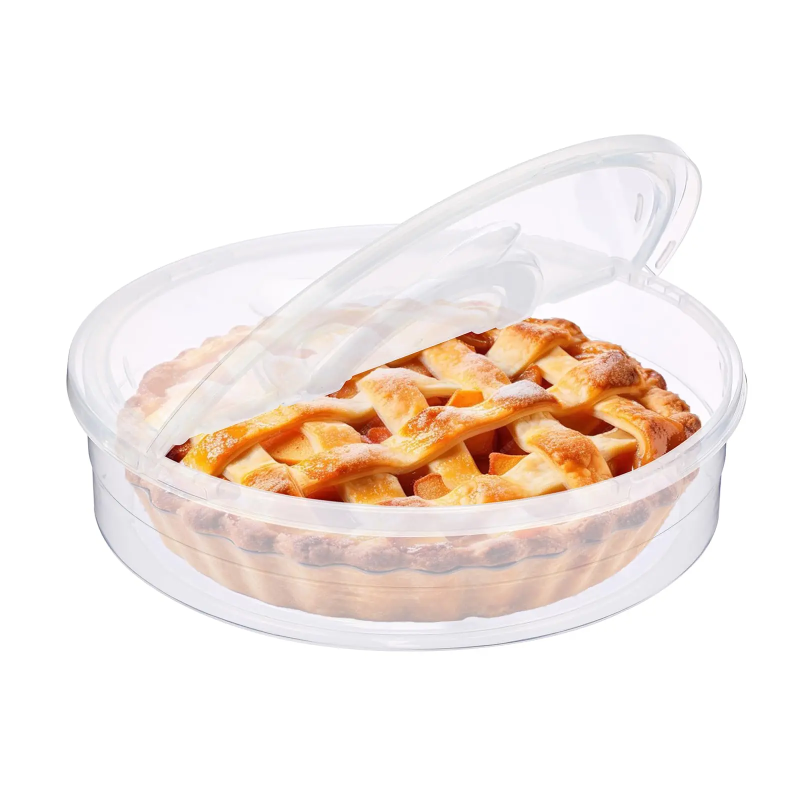 12 Inch Round Pizza Keeper  Food Storage Container With Lid And Handle Dough Tray Fits 2-4 Balls Clear Plastic Carrier For Cheese Cake Cupcakes Pies Pastries Fruit