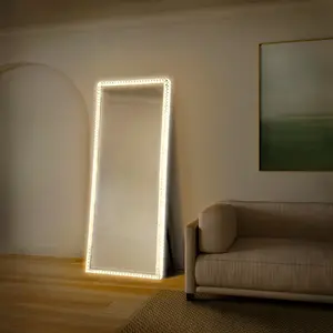 NOVA of California - Marilyn Illuminated Leaner Floor Mirror - 71", Chrome, On/Off Switch Decor Light