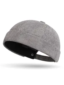 Unisex Thick Corduroy Brimless Hat  Solid Color Tang Cap, Street Hip-Hop Vintage Casual Hat for Men and Women Cycling Caps