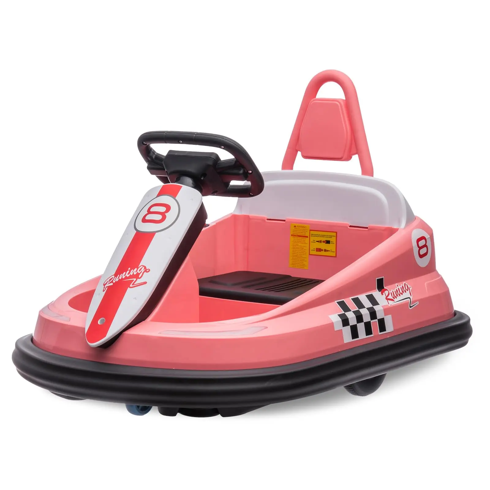 GARVEE 6V Electric Toddler Bumper Car - Without RC, Curved Body, 2 Speeds, 360-Degree Spin & Light, Steering Wheel, Built-In Music, Horn, 1.9mph Max Speed, 2-Point Safety Belt, 18.7 lbs, Interactive Games, Pink, Ideal Gift for Ages 3-6, Boys And Girls, In