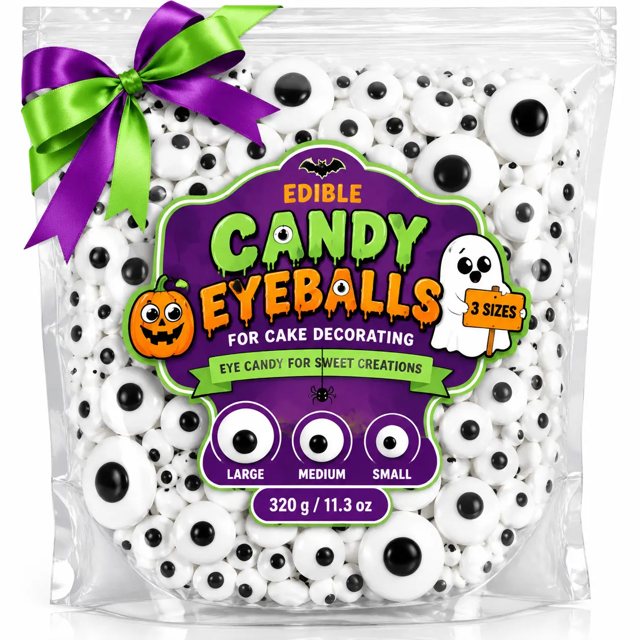 Edible Candy Eyes Sprinkles 11.3 oz | 3 Sizes 7mm, 10mm & 20mm | Fun Cake, Cookie, Cupcake & Dessert Toppers,Baking,Bake