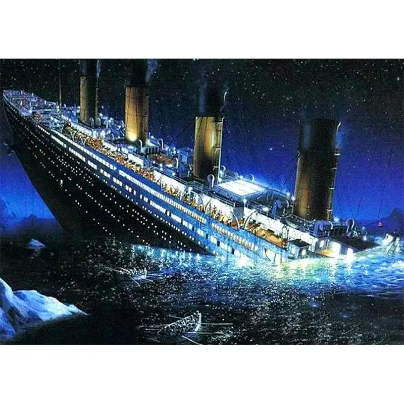 DIY Artificial Diamond Painting Kit, Steamship Pattern Wall Hanging Poster Without Frame, Wall Art Decor For Home Living Room Bedroom