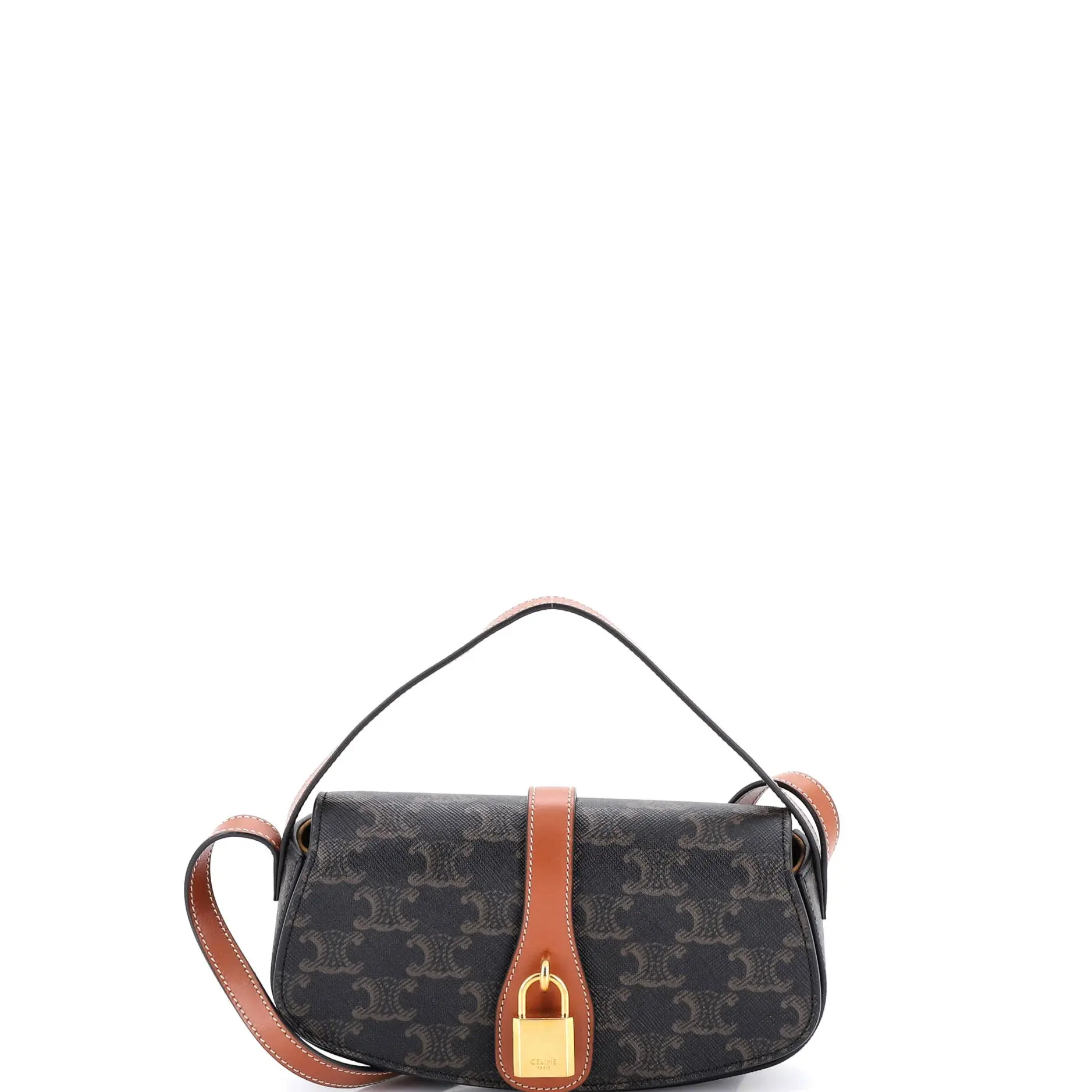 Pre-owned Celine Canvas Coated Shoulder Bags Tabou Clutch with Strap Triomphe Coated Canvas by Rebag