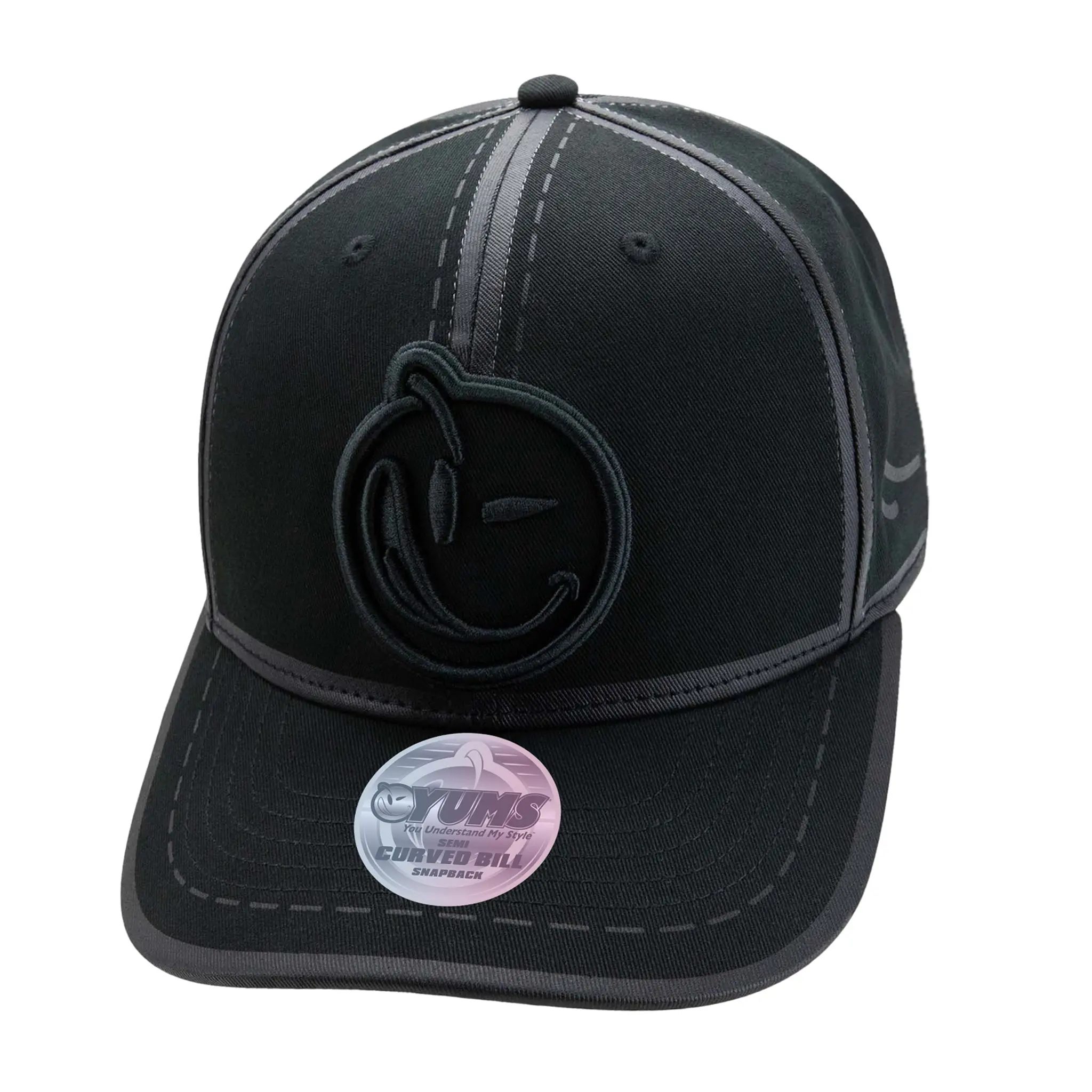 Captoons Black Curved Bill Snapback with Curved Bill and Adjustable Closure
